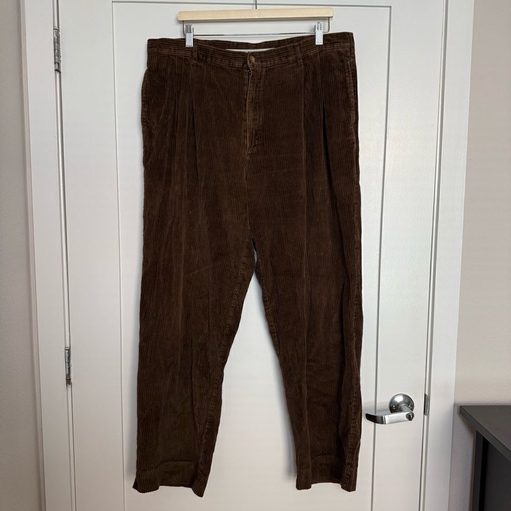 Vintage Bill Blass Pants Mens 40x32 Brown Corduroy Pleated Grandpacore 90s Y2K